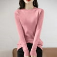 thumbnail image 4 of MXUIKV Sweaters for Women Long Sleeve Crewneck Fall Winter Fashion Fitness Knitted Tunic Stretchy Womens Blouses Homewear, 4 of 5