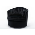 thumbnail image 4 of Swivel Barrel Chair Sofa Chair with Soft Velvet Fabric and Metal Legs, Modern Leisure Chair with Curved Back and Padded Seat, Ergonomic Design Suitable for Bedroom Office and Living Room, Black, 4 of 7