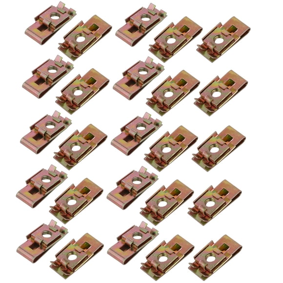 Unique Bargains 25pcs M5 Thread Size 65Mn Steel Zinc Plated Clip Spring U Nut Brass Tone