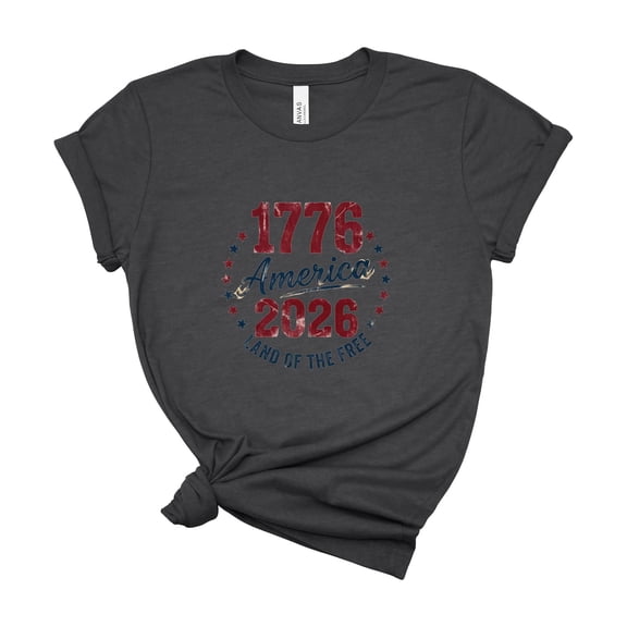 America 1776 2026 Land of the Free Vintage Badge Patriotic Tee Men Women