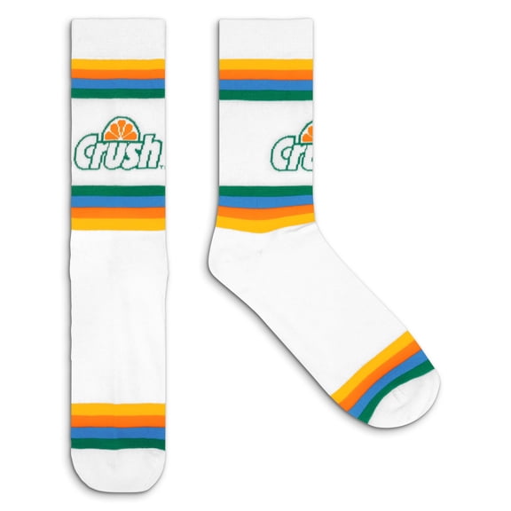Tee Luv Orange Crush Soda Retro 70s Colorful Stripe Crew Socks (Men's)