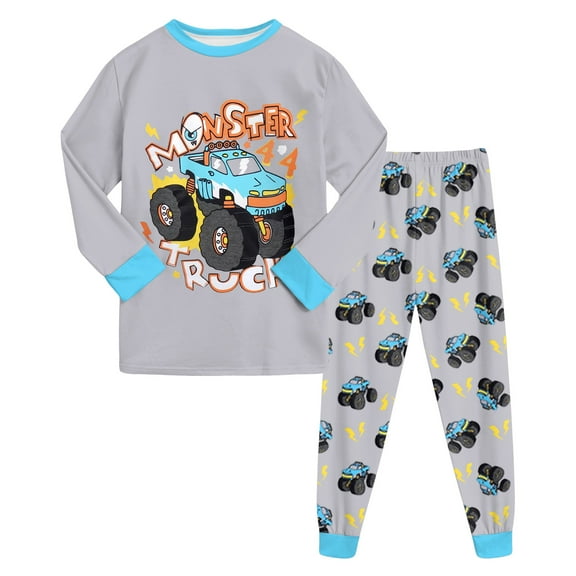 Wenfanal Pajamas Sets,Toddler Boy Clothes Infant Baby Boy Outfits,Planet Pajamas Sets Dinosaur Truck 2pcs Long Sleeve Train Sets Sleepwear Clothes Set Loungewear Boys Fashion Size 6-7 Years,Grey