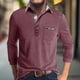 thumbnail image 2 of Men's Spring And Autumn Solid Color T-shirt Lapel 3 Button Open Placket Button Long Sleeved Top M, 2 of 6