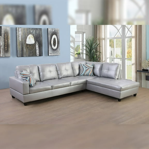 Star Home Living Corp Harry Faux Leather Right Sectional Sofa in Dark Brown