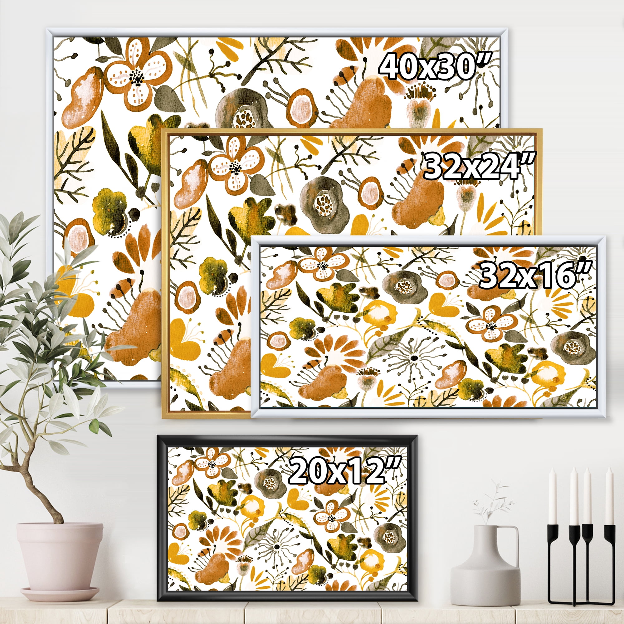 Designart 'Vital Abundance Of Wildflowers I' Modern Framed Canvas Wall Art Print