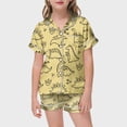 thumbnail image 2 of Pyjamas en Satin Imprimé Manches Courtes Ensemble de Vêtements de Maison Classique Pyjamas Filles Garçons Filles Mode, 2 of 5
