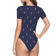 thumbnail image 3 of Uemuo Anchor Heart Blue Pattern Women's One Piece Short Sleeve Swimsuit Rash Guard Surfing Modest Quick-drying Swimsuit Beach Essentials-Medium, 3 of 9