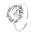 thumbnail image 2 of Anillos para mujer, regalos para mujer, anillo de corazón hueco, diseño de moda, con incrustaciones de circonita, anillo geométrico de apertura para el dedo, romántico collar de doble amor para el Día, 2 of 3