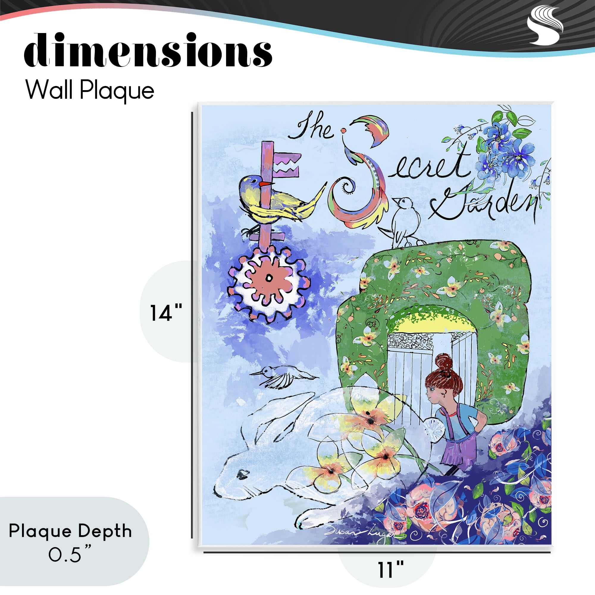 Stupell Industries Secret Garden Folk Illustration Wall Plaque Art, design by Susan Lugar