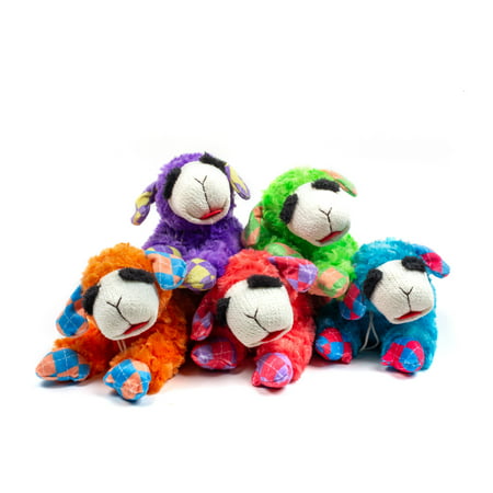 Multipet Plush Lamb Chop Dog Toy with Squeaker Assorted NEON Colors (Toy May Vary)