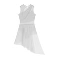 thumbnail image 5 of Yhong Womens Lyrical Dance Costume Figure Skating Dress Sleeveless Chiffon Flowy High-Low Leotard White M, 5 of 7