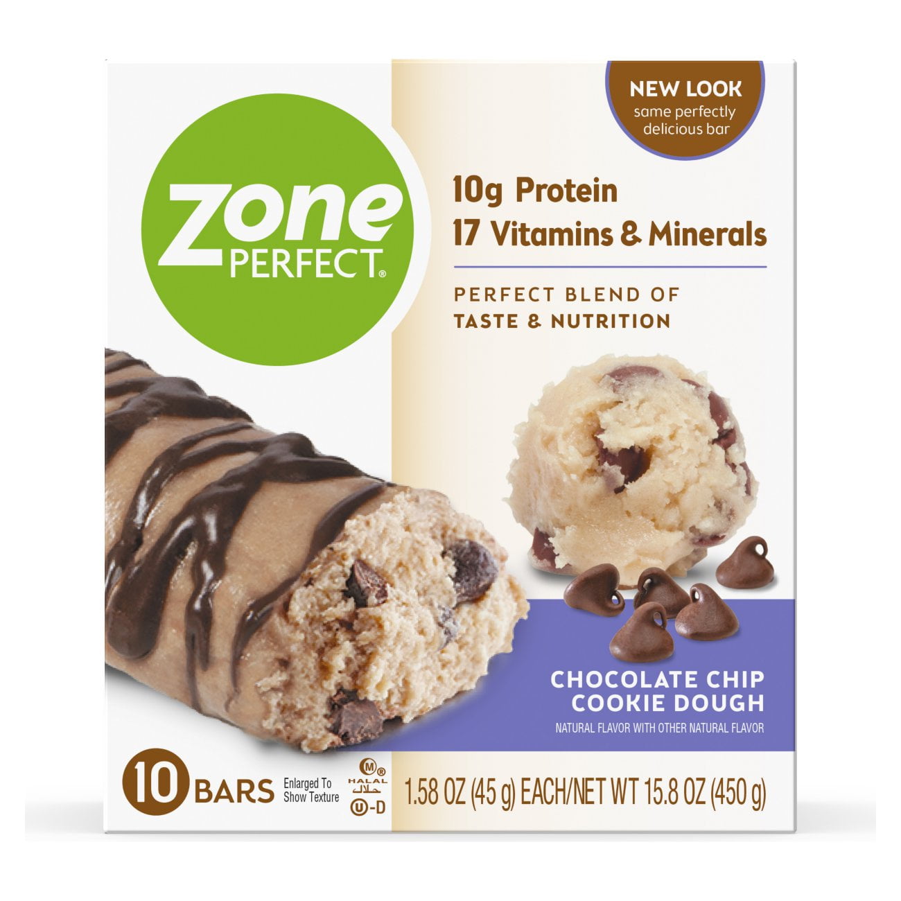 ZonePerfect Protein Bars, Chocolate Chip Cookie Dough, 10g of Protein