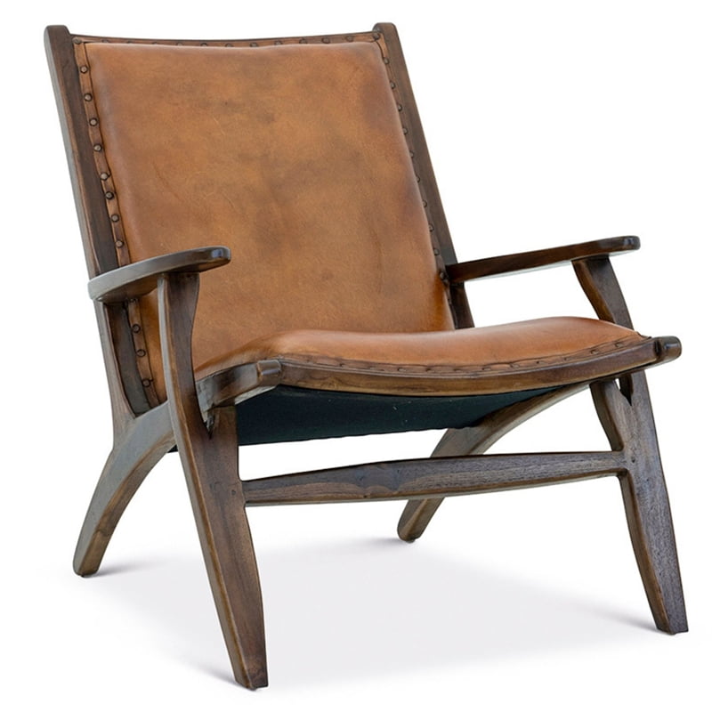 mid century cognac leather chair