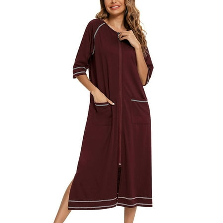 

Liveday Women s Zipper Nightdress Casual Loose Nursing Clothes Oversize Pajamas