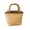 A, variant on Bamboo Handle Woven Bag Straw Bucket Bag Casual Versatile Shoulder Tote Summer Beach Purse Khaki
