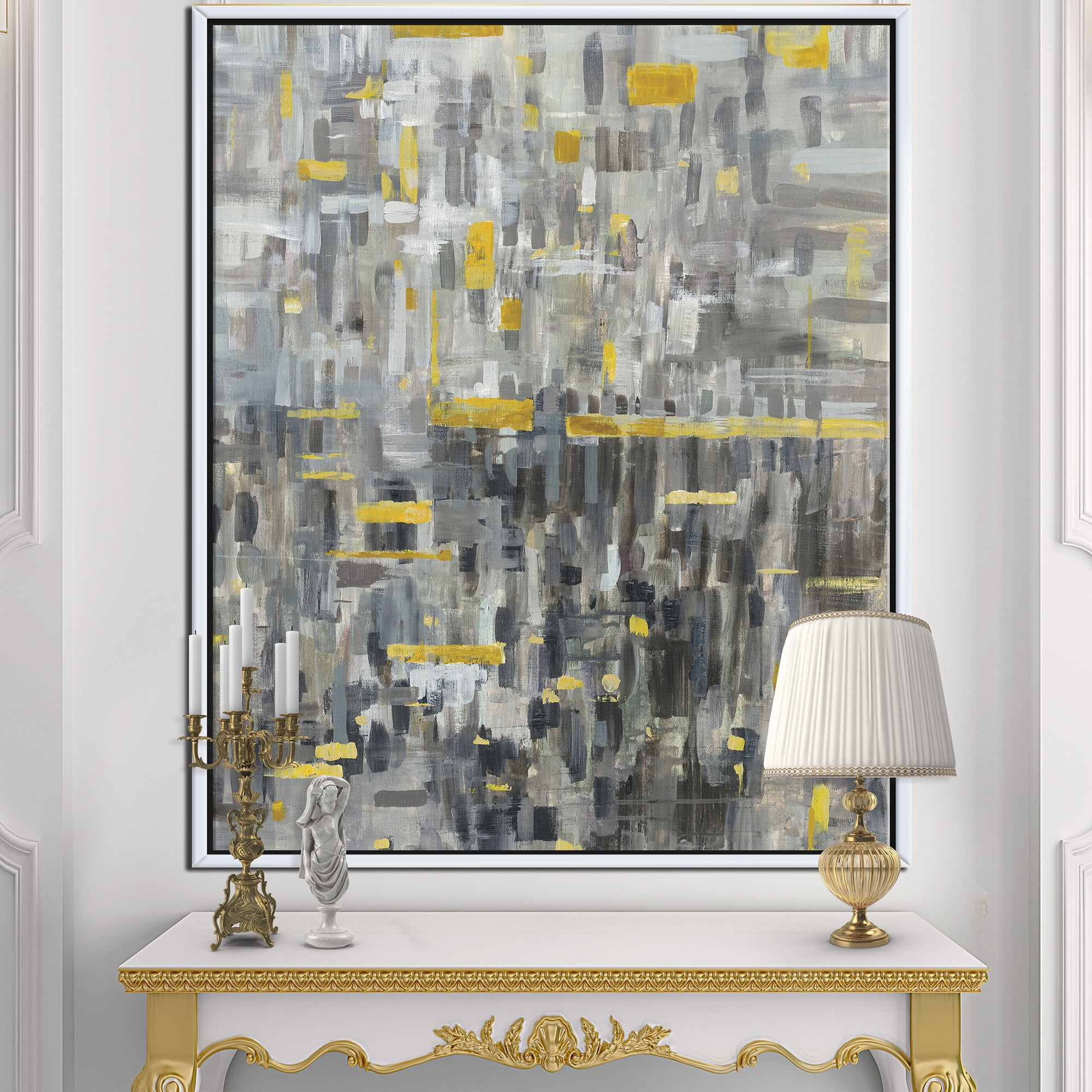 Designart ' Glam Gold Reflection ' Modern & Transitional Framed Canvas