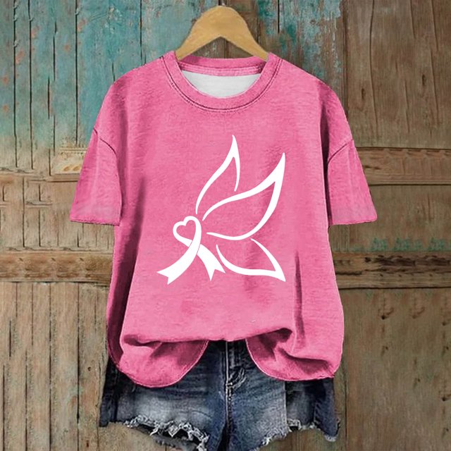 Puntoco Blusas casuales de moda para mujer, camisetas estampadas con cuello redondo, blusas de manga corta