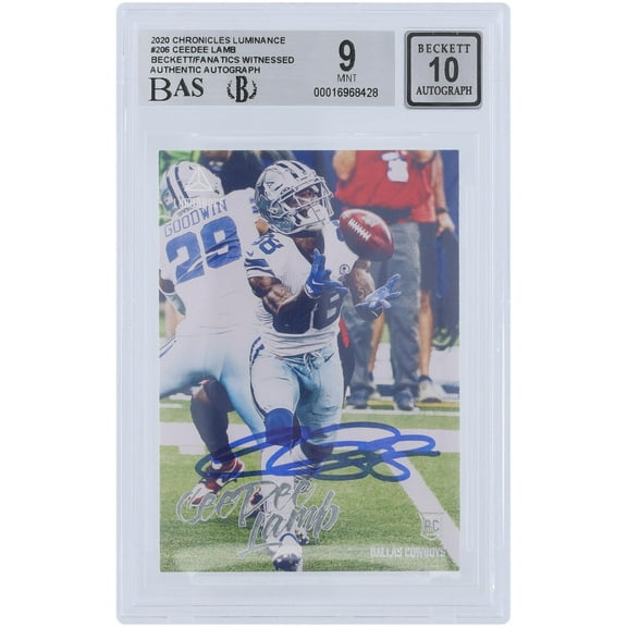 CeeDee Lamb Dallas Cowboys Autographed 2020 Panini Chronicles Luminance #206 Beckett Fanatics Witnessed Authenticated 9/10 Rookie Card - Fanatics Authentic Certified