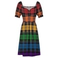 thumbnail image 5 of Seamless Reapeating Plaid LGBTQ Pride Flag Pattern Dress Long veiled dresses summer women's dress 2024, 5 of 6