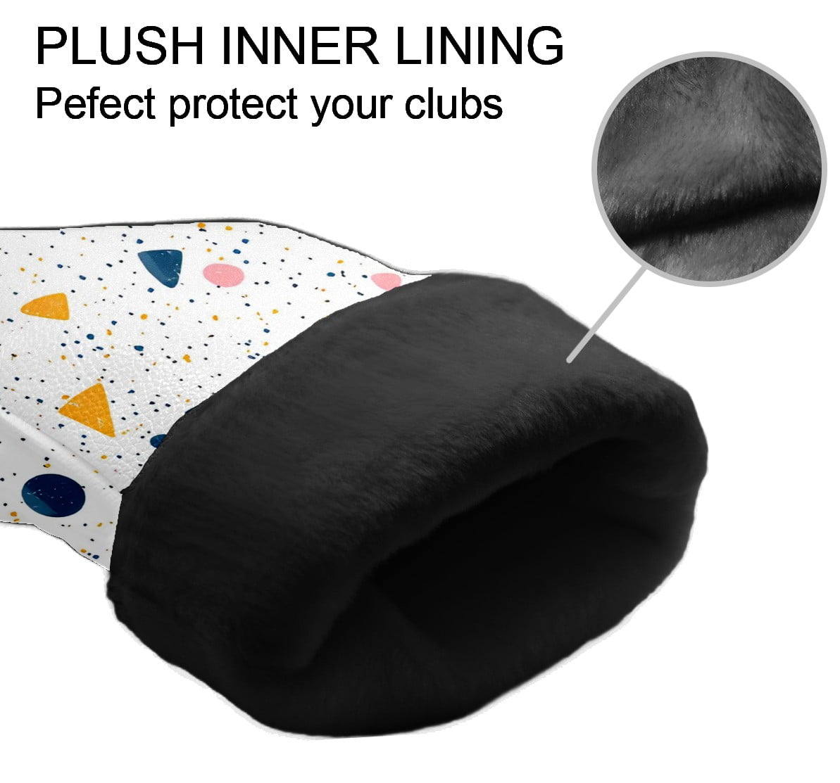 Golf Club Covers, Colorful Dots Geometry Premium PU Leather Driver Hybrid Putter Head Covers with Velvet Lining, Waterproof Golf Gifts for Men Women