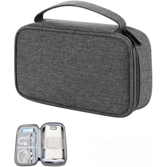 shiyou-SA-U Portable Electronics Organizer Travel Case - Cable, Charger, and Cords Carrying Pouch for Power Bank, Hard Drive, and Tech Accessories - Compact Travel Tech Bag. (Deep Gray, Medium)