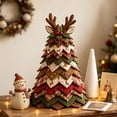 thumbnail image 3 of Christmas DIY Quilted Tree Tabletop Decor Hand Stitched Fabric Patchwork Xmas Tree Ornament Vintage Holiday Decoration for Home Mantel Shelf Countertop Christmas Party Display, 3 of 6