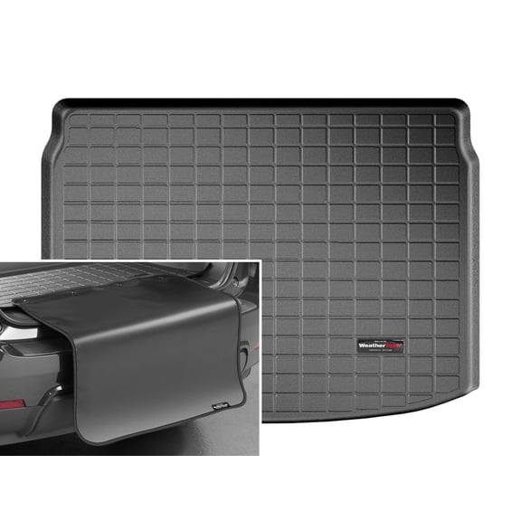 WeatherTech Cargo Trunk Liner with Bumper Protector compatible with 2017-2022 Nissan Rogue Sport - Cargo Tray In Highest w/ Bumper Protector, Black