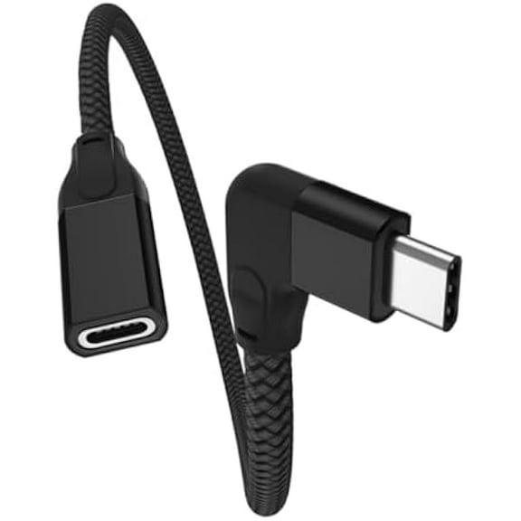 wonima88 Right Angle USB C Extension Cable 0.66FT,Short USBC Cable Type C 3.1 3.2 Gen2(10Gbps) Male to Female 90 Degree/L Shape Thunderbolt 3 Cord for iPhone 16 15 Pro Max,iWatch 10,Mac,iPad mini 6 7