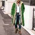 thumbnail image 5 of FSYBOA Men's Hooded Puffer Coat, Warm Thick Fleece Lined Long Length Winter Outerwear Coat Green Size M, 5 of 6