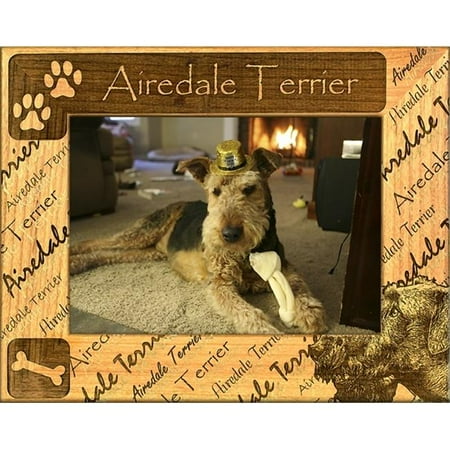 Giftworks Plus DBA0002 Airedale Terrier, Alder Wood Frame, 3.5 x 5 In