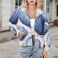 thumbnail image 3 of Jackets for Women Winter Coat Jackets Flannel Stand Collar Jacket(Blue Seashell Pattern,Size:S-4XL), 3 of 7