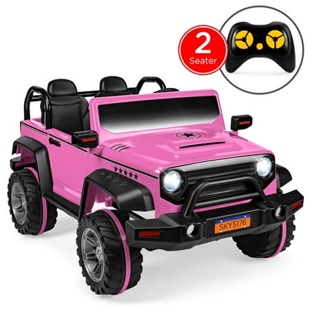 Best Choice Products 12V 2.2MPH Kids 2-Seater Ride-On Truck w/ Parent Control, LED Headlights, Sounds, MP3 Compatible Player -