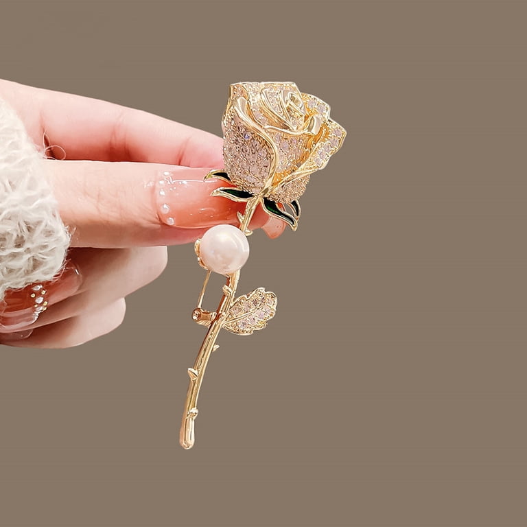 2024 New Red Rose Flower Brooch For Women Elegant Blouse Brooch Pin Dress  Luxury Fashion Jewelry Accessories Party Gifts - Walmart.com
