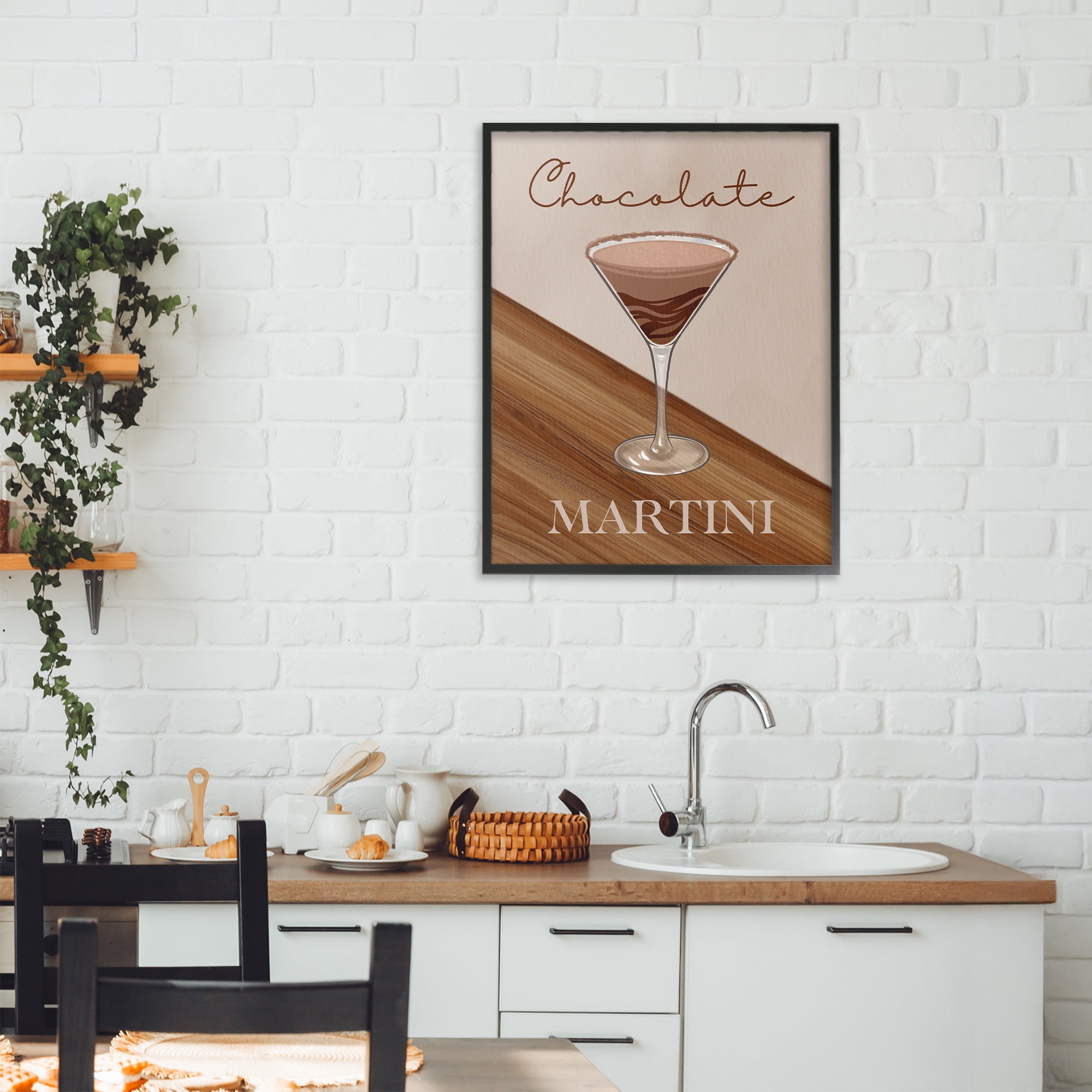Stupell Industries Chocolate Martini on Brown Black Framed Giclee Art, design by Marcus Prime