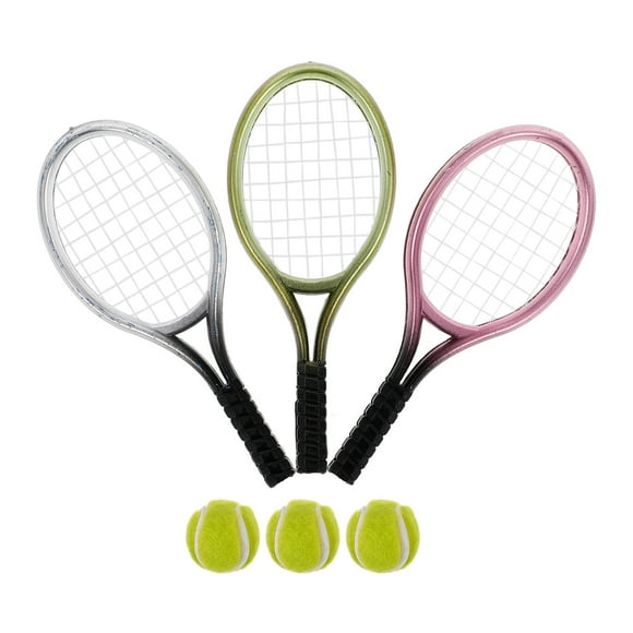 3 juegos de adornos de raquetas de tenis, accesorios de fotografía, mini raquetas de tenis, adornos
