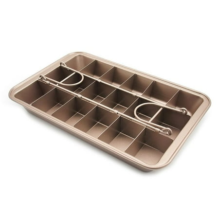 

HeroNeo 18 Cavity Brownie Pan Steel Nonstick Baking Pan with Built-In Slicer Professional Bakeware Cake Mold