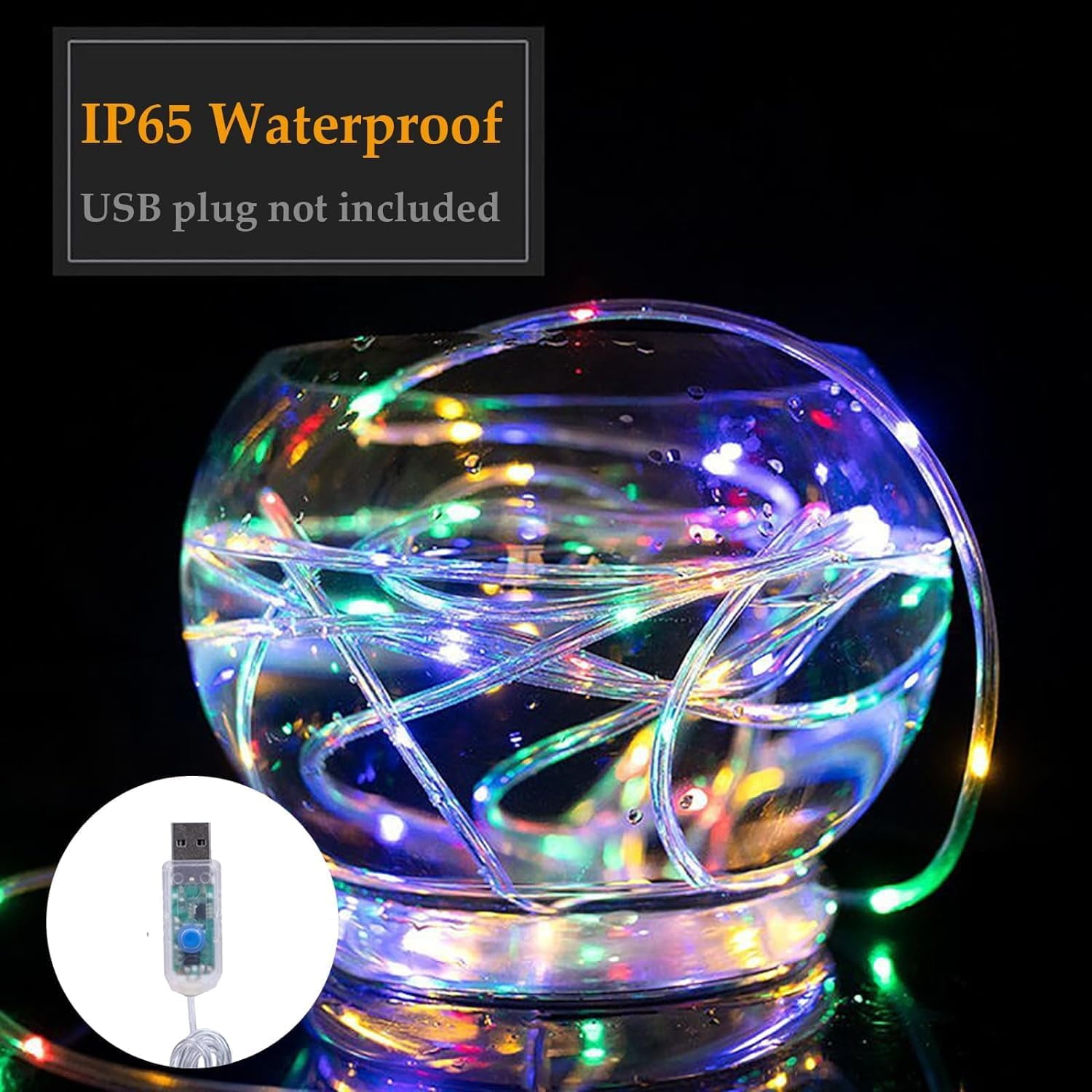Rope String Lights, Waterproof 8 Mode/Remote USB Tube Lights Christmas Lights,String Lights Outdoor Indoor for Christmas Decorations