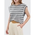 thumbnail image 3 of Camiseta Sin Mangas Informal de Verano para Mujer, Rayas Grises, XXL, 3 of 6