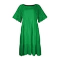 thumbnail image 4 of Qwertyu Women's Lace Eyelet Short Sleeve Tiered Midi Dresses Ruffle Hem Babydoll Summer Dresses Green L, 4 of 5