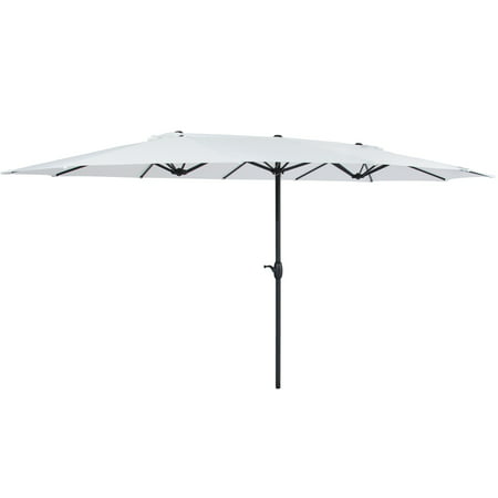 Best Choice Products 15x9-foot Large Rectangular Outdoor Aluminum Twin Patio Market Umbrella w/ Crank and Wind Vents, Pearl (Best Manufactured Homes On The Market)