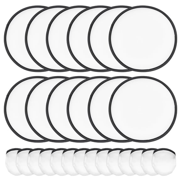 30Pcs White Foldable Flying Disc Fans 9.8inch Sublimation Fans Nylon Black Edge Folding Fan Set with Bag