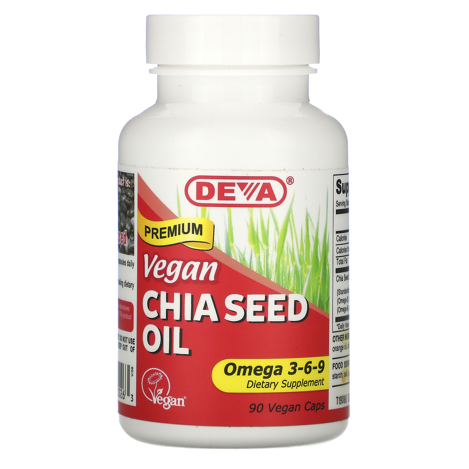 Premium Vegan Chia Seed Oil, 90 Vegan Caps, Deva