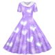 thumbnail image 4 of Vestido de manga corta con cuello vuelto para niñas Vestido elástico de manga corta para niñas Vestido skater con volantes de corte A Vestido de recital escolar Vestido de manga corta con cuello vuelt, 4 of 6