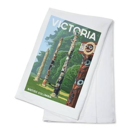 

Victoria British Columbia Totems along Forest Edge (100% Cotton Tea Towel Decorative Hand Towel Kitchen and Home)