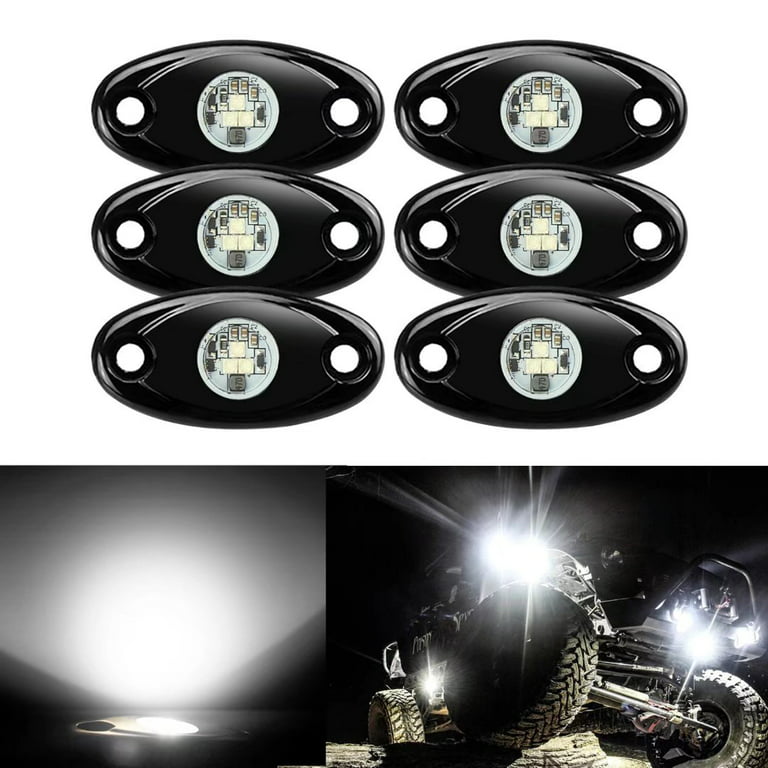 6 Pods LED Rock Lights, Ampper Waterproof LED Neon Underglow Light for Car  Truck ATV UTV SUV Offroad Boat Underbody Glow Trail Rig Lamp (White) 