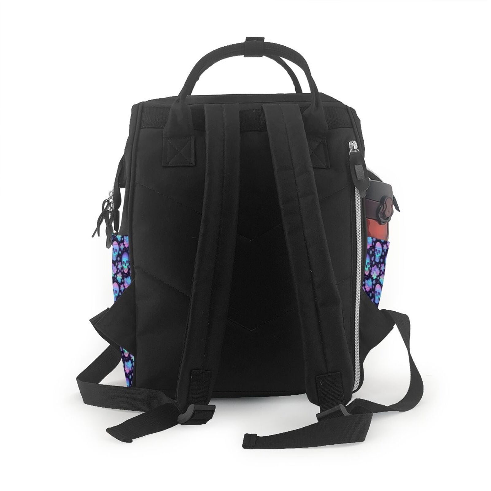 Fuzoiu Skull flower funny Print Diaper Bag Backpack,Baby Essentials Travel Tote,Multi function Waterproof Diaper Bag, Travel Essentials Baby Bag - Unisex