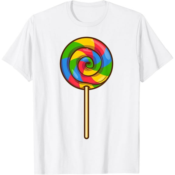 Lollipop Rainbow Sucker Candy Halloween Costume Lazy Gift T-ShirtMen's and women's pure cotton short-sleeved shirts