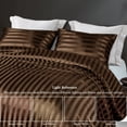 thumbnail image 6 of Whale Flotilla 3-Piece Reversible Silky Soft Queen Comforter Set, Luxury Stripe Satin Comforters Full Size Bedding Set with 2 Satin Pillowcases, Lightweight Duvet Set for All Seasons, Brown, 6 of 8