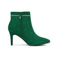 thumbnail image 3 of BLISSFUL STEP Women's Rhines Pointed Toe Stiletto Block Heel Ankle Boot Emerald Green 7.5, 3 of 7