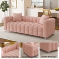thumbnail image 5 of 84" Teddy Velvet 3-Seater Sofa, Modern Plush Bubble Couch with Deep Seat and 6 Metal Legs, Blue, For Living Room, Bedroom, Office, 5 of 7
